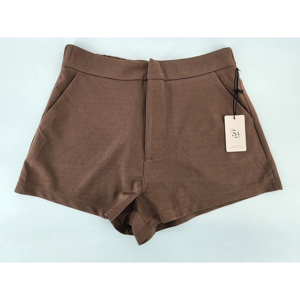 Sincerely Jules Trouser Short Brown‎ High Waist Stretch Pockets Size M